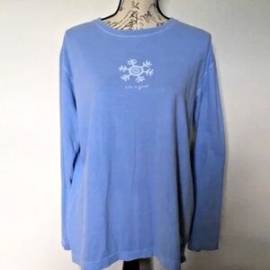 Life is Good 100% Cotton Long-Sleeve Snowflake T-Shirt, Large